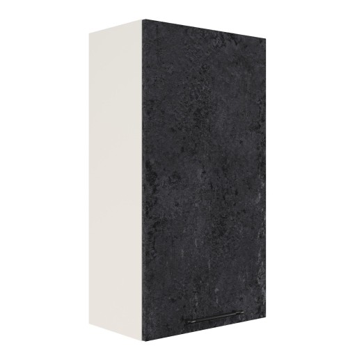 Шкаф верхний (премьер) ШВ 500Н Корпус: ЛДСП белый 16мм; фасад: фрезеровка Нувель, МДФ бетон черный 16мм