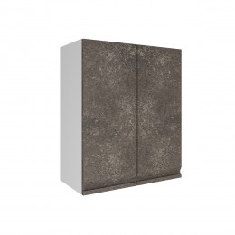Шкаф верхний ШВ 600 Корпус: ЛДСП белый 16мм; фасад: фрезеровка Бруклин, МДФ бетон коричневый 16 мм