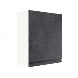 Шкаф верхний ШВ 600-1 Корпус: ЛДСП белый 16мм; фасад: фрезеровка Бруклин, МДФ бетон черный 16мм