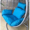 Кресло подвесное большое Кокон F-03 (Светло-серый ротанг/Голубая подушка)