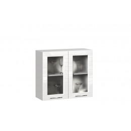 Шкаф кухонный 800 со стеклом Анастасия (Белый)