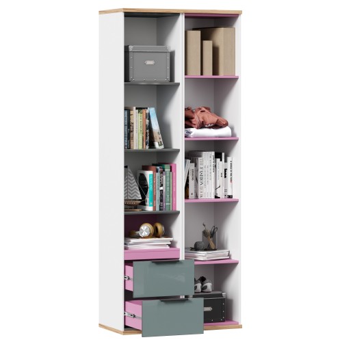Урбан Стеллаж со шкафом комбинированным (Белый/Розовый)