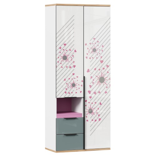 Урбан Стеллаж со шкафом комбинированным (Белый/Розовый)