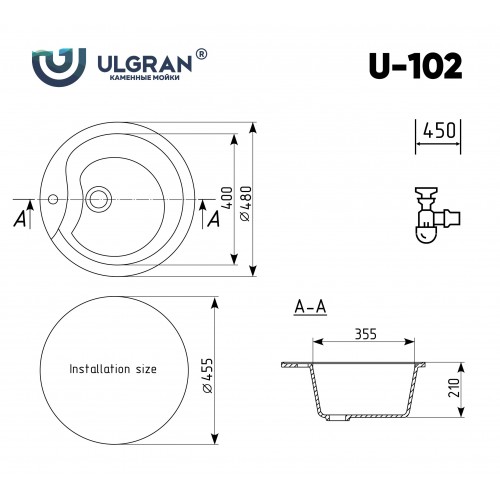 Мойка Ulgran U-102-343 антрацит