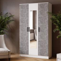 Шкаф комбинированный Ларс (1,2) с зеркалом белый/ателье светлое