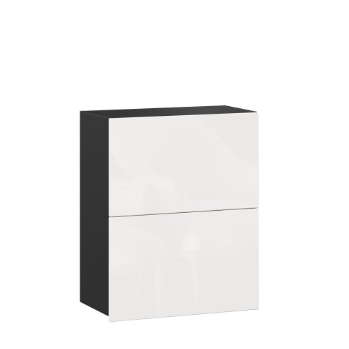 Шервуд Шкаф кухонный 600 горизонтальный с 2 складными дверями (Чёрный/Белый глянец)