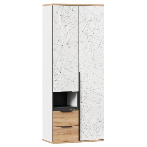 Урбан Стеллаж со шкафом комбинированным (Белый/Дуб Золотой)