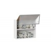 Шервуд Шкаф кухонный 800 горизонтальный с 2 складными дверями комбинированный со стеклом (Белый/Дуб золотой)