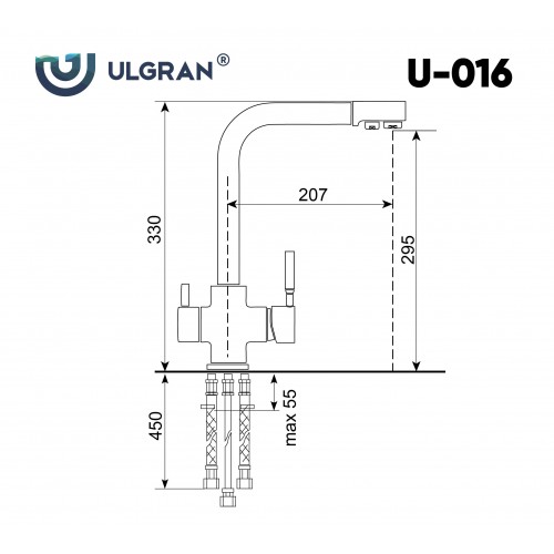 Смеситель Ulgran U-016-304 цвет: Нержавеющая сталь марки AISI 304